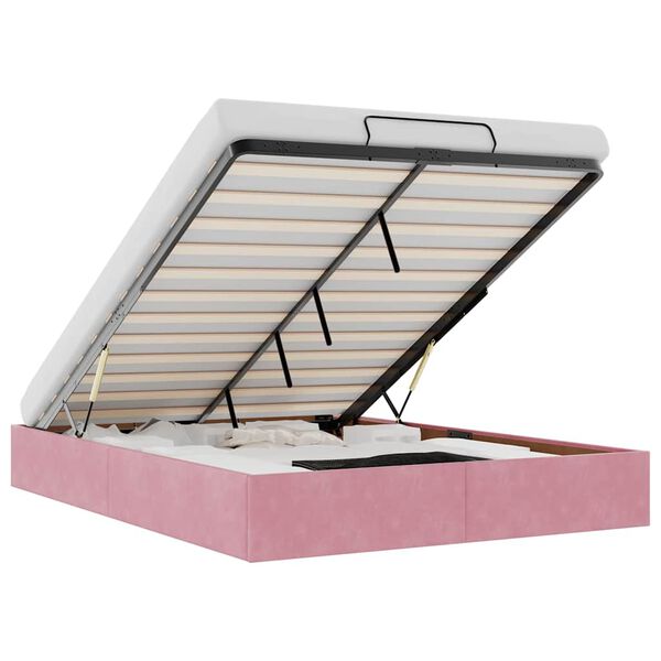 vidaXL Ottomán ágykeret matrac nélkül rózsaszín 140x190 cm bársony