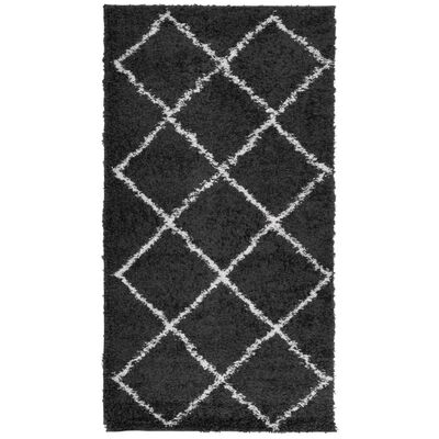 vidaXL PAMPLONA fekete és krém bolyhos modern szőnyeg 60 x 110 cm