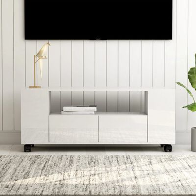 vidaXL magasfényű fehér forgácslap TV-szekrény 120 x 30 x 43 cm