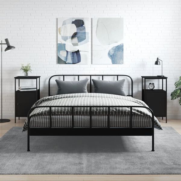 vidaXL 2 db fekete szerelt fa &eacute;jjeliszekr&eacute;ny 41 x 31 x 80 cm