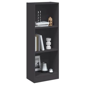 vidaXL 3 szintes sz&uuml;rke szerelt fa k&ouml;nyvszekr&eacute;ny 40 x 24 x 109 cm