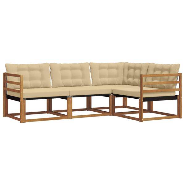 vidaXL K&uuml;lt&eacute;ri kanap&eacute; szett p&aacute;rn&aacute;val 4 pcs Term&eacute;szetes &eacute;s b&eacute;zs