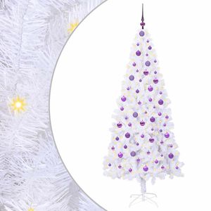 vidaXL Mű kar&aacute;csonyfa 300 LED-del &aacute;llv&aacute;nnyal Feh&eacute;r 210 cm PVC &eacute;s Ac&eacute;l