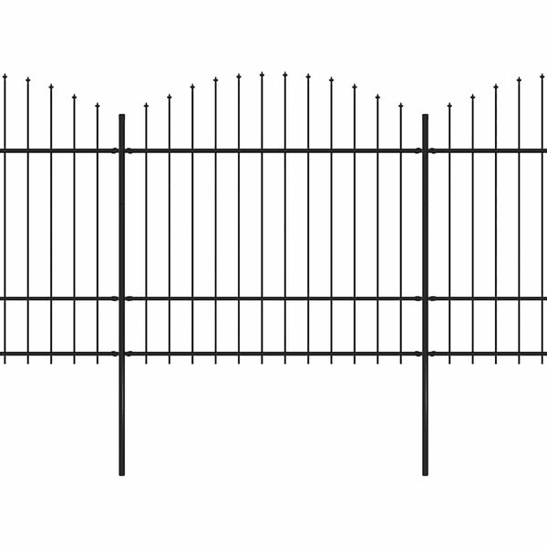 vidaXL fekete ac&eacute;lker&iacute;t&eacute;s l&aacute;ndzs&aacute;s tetejű szeg&eacute;llyel 1426 x 175 cm