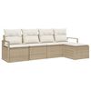 vidaXL Kanap&eacute; Szett 5 db Beige &eacute;s kr&eacute;m polirattan