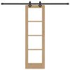 vidaXL Csúszó ajtó Természetes 61 x 198,5 cm Tömör fenyőfa és üveg