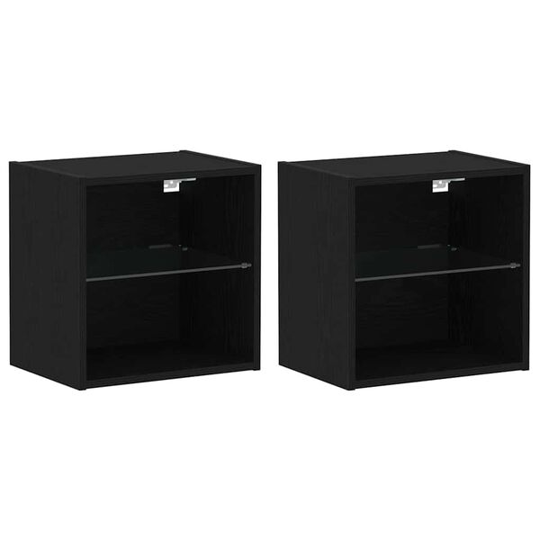 vidaXL F&uuml;ggő polc LED vil&aacute;g&iacute;t&aacute;ssal 2 pcs Fekete 40 x 28,5 x 40 cm