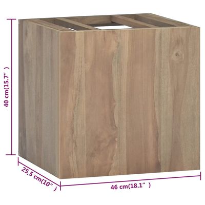 vidaXL tömör tíkfa falra szerelhető fürdőszobaszekrény 46x25,5x40 cm
