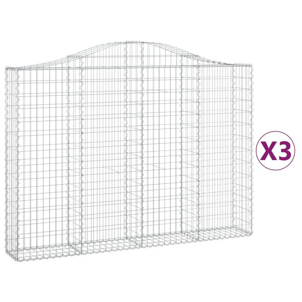 vidaXL 3 db íves horganyzott vas gabion kosár 200x30x140/160 cm