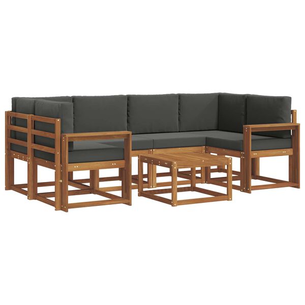 vidaXL K&uuml;lt&eacute;ri kanap&eacute; szett p&aacute;rn&aacute;val 7 pcs Term&eacute;szetes &eacute;s antracit