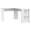 vidaXL Sarok&iacute;r&oacute;asztal polcokkal Feh&eacute;r 140 x 113,5 x 75 cm Faanyag
