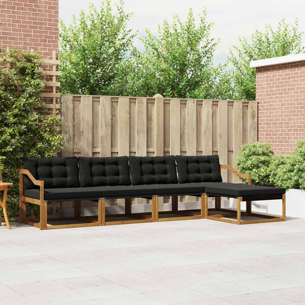 vidaXL K&uuml;lt&eacute;ri kanap&eacute; szett p&aacute;rn&aacute;val 5 pcs Term&eacute;szetes &eacute;s fekete