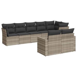 vidaXL 8 r&eacute;szes vil&aacute;gossz&uuml;rke polyrattan kerti &uuml;lőgarnit&uacute;ra p&aacute;rn&aacute;val