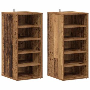 vidaXL 2 db antik fa sz&iacute;nű szerelt fa cipősszekr&eacute;ny 32 x 35 x 70 cm