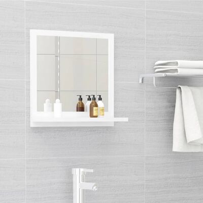 vidaXL magasfényű fehér forgácslap fürdőszobai tükör 40 x 10,5 x 37 cm
