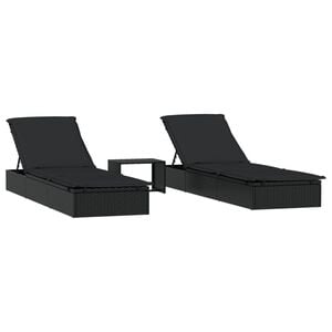 vidaXL 2 db fekete polyrattan nap&aacute;gy asztallal