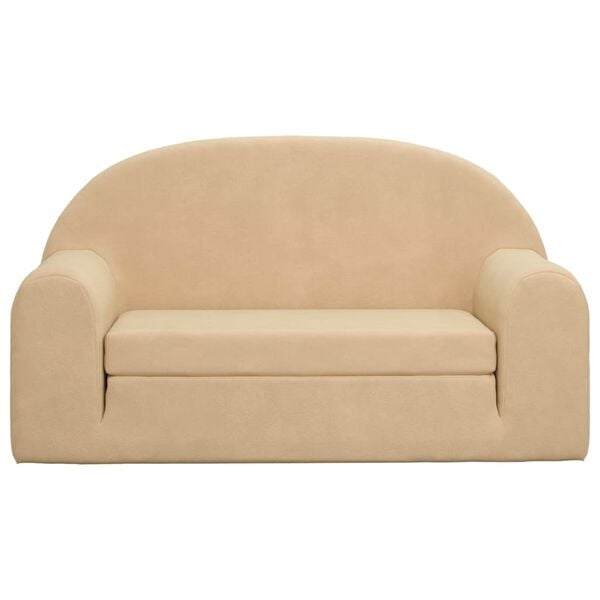 vidaXL 2 szem&eacute;lyes kr&eacute;msz&iacute;nű puha pl&uuml;ss gyerek kanap&eacute;&aacute;gy