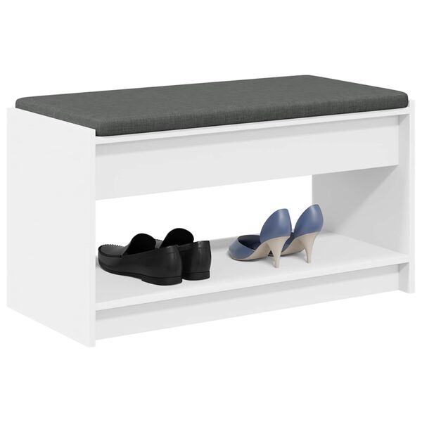 vidaXL Előt&eacute;r pad p&aacute;rn&aacute;val Feh&eacute;r 83 x 38 x 45 cm Műanyag Fa &eacute;s Sz&ouml;vet