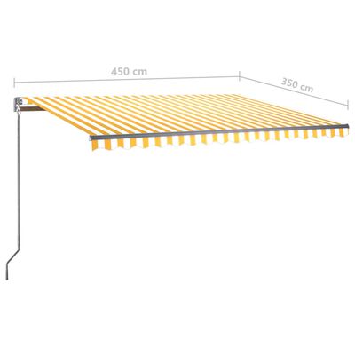 vidaXL sárga-fehér szélérzékelős és LED-es napellenző 450x350 cm