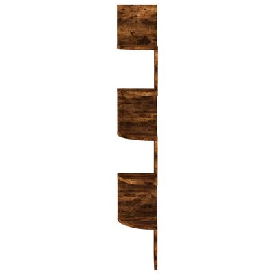 vidaXL füstös tölgyszínű szerelt fa fali sarokpolc 19 x 19 x 123 cm