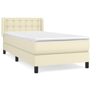 vidaXL kr&eacute;msz&iacute;nű műbőr rug&oacute;s &aacute;gy matraccal 90 x 200 cm
