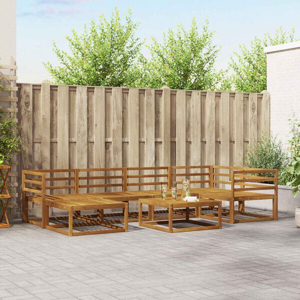 vidaXL K&uuml;lt&eacute;ri kanap&eacute; szett 7 pcs Term&eacute;szetes T&ouml;m&ouml;r Ak&aacute;cfa