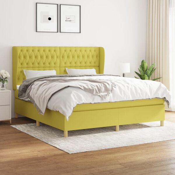 vidaXL z&ouml;ld sz&ouml;vet rug&oacute;s &aacute;gy matraccal 180x200 cm