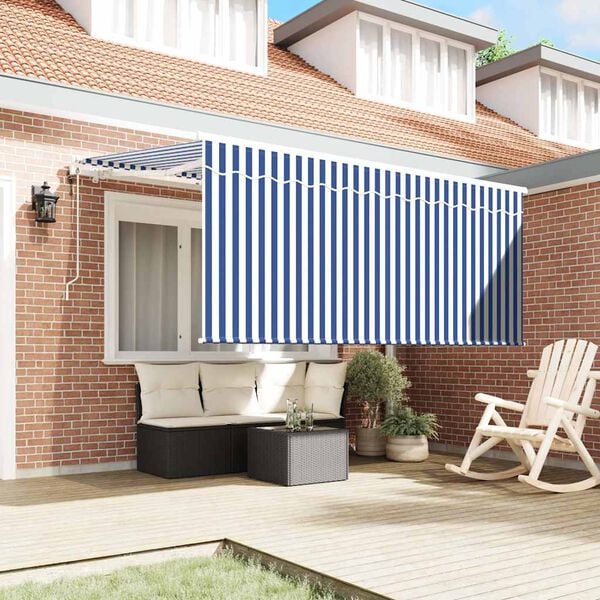 vidaXL Beh&uacute;zhat&oacute; napellenző K&eacute;k &eacute;s Feh&eacute;r 300 x 200 cm