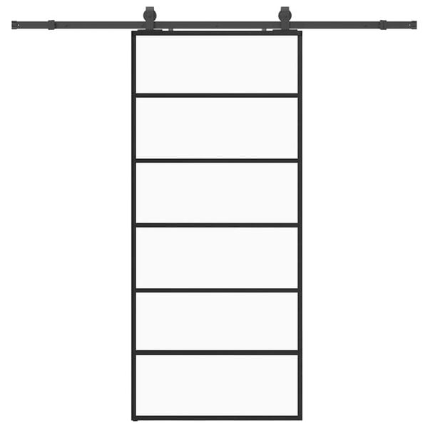 vidaXL fekete ESG &uuml;veg tol&oacute;ajt&oacute; f&eacute;mszerelv&eacute;ny-szettel 90x205 cm