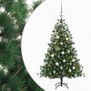 vidaXL Műkar&aacute;csonyfa g&ouml;mbbel 120 cm 150 LED Meleg feh&eacute;r PVC &eacute;s f&eacute;m