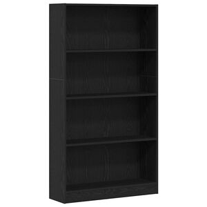 vidaXL 4 szintes fekete t&ouml;lgy szerelt fa k&ouml;nyvespolc 80x24x143 cm