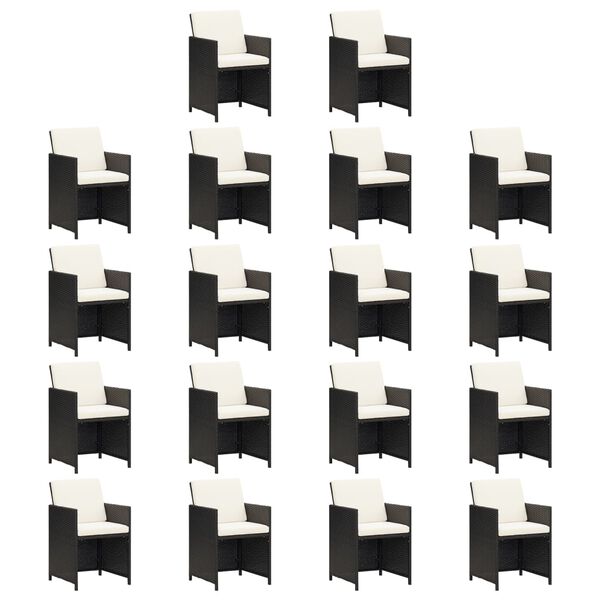 vidaXL 19 r&eacute;szes fekete polyrattan kerti &eacute;tkezőgarnit&uacute;ra p&aacute;rn&aacute;kkal