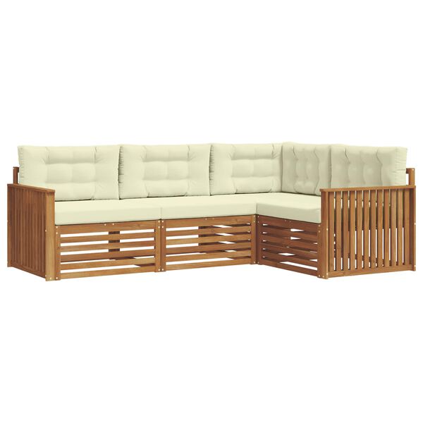 vidaXL K&uuml;lt&eacute;ri kanap&eacute; szett p&aacute;rn&aacute;val 4 pcs Term&eacute;szetes &eacute;s kr&eacute;msz&iacute;nű