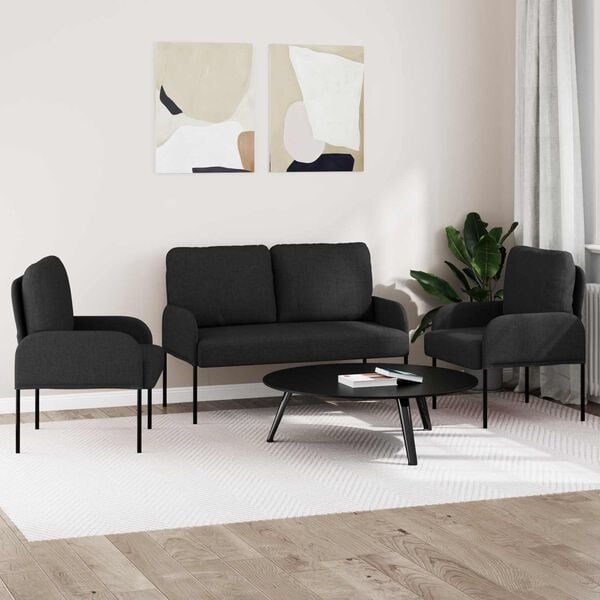vidaXL &Uuml;lőgarnit&uacute;r&aacute;k p&aacute;rn&aacute;val 3 pcs Fekete 115 x 56 x 80 cm Furn&eacute;r