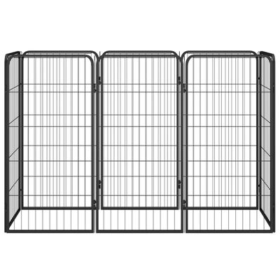 vidaXL 8-paneles fekete porszórt acél kutyakennel 50 x 100 cm