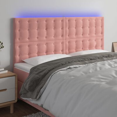 vidaXL rózsaszín bársony LED-es fejtámla 200x5x118/128 cm
