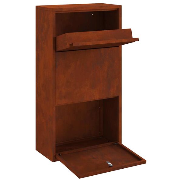 vidaXL Csomagz&aacute;r&oacute; doboz Rozsd&aacute;s 44 x 22 x 82 cm Időj&aacute;r&aacute;s&aacute;ll&oacute; ac&eacute;l