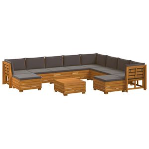 vidaXL K&uuml;lt&eacute;ri kanap&eacute; szett p&aacute;rn&aacute;val 11 Darab Barna T&ouml;m&ouml;r Ak&aacute;cfa