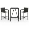 vidaXL 3 r&eacute;szes fekete polyrattan kerti b&aacute;rszett
