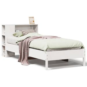 vidaXL feh&eacute;r t&ouml;m&ouml;r fenyőfa k&ouml;nyvespolcos &aacute;gy matrac n&eacute;lk&uuml;l 75 x 190 cm