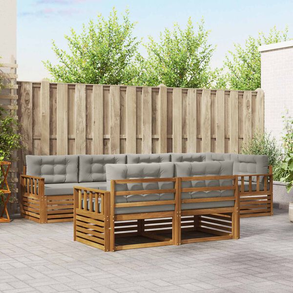 vidaXL K&uuml;lt&eacute;ri kanap&eacute; szett 7 pcs Term&eacute;szetes &eacute;s Vil&aacute;gossz&uuml;rke