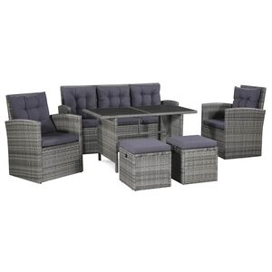 vidaXL 6-r&eacute;szes sz&uuml;rke polyrattan kerti b&uacute;torszett p&aacute;rn&aacute;kkal