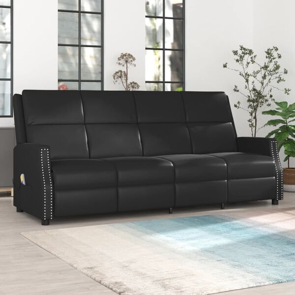 vidaXL 4 személyes fekete műbőr dönthető masszázsfotel