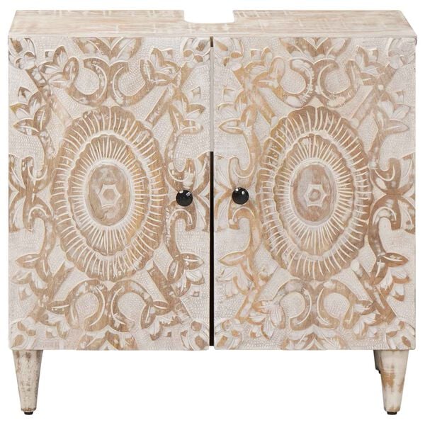 vidaXL F&uuml;rdőszobai mosd&oacute;szekr&eacute;ny Feh&eacute;r 62 x 33 x 58 cm T&ouml;m&ouml;r Mang&oacute;f&aacute;t