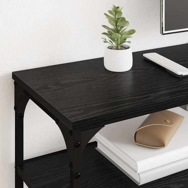 vidaXL TV szekr&eacute;ny Fekete t&ouml;lgy 160 x 30 x 50 cm Műszaki fa &eacute;s vas