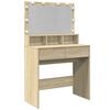 vidaXL sonoma t&ouml;lgy sz&iacute;nű f&eacute;s&uuml;lk&ouml;dőasztal LED-del 80 x 41 x 134,5 cm