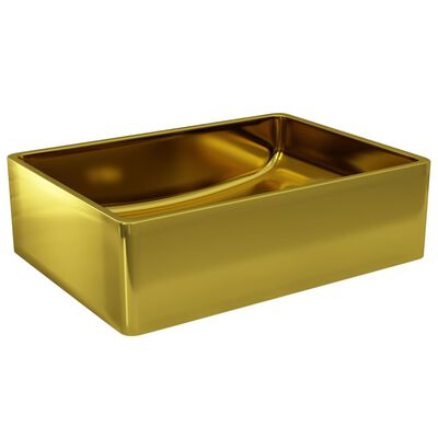 vidaXL aranyszínű kerámia mosdókagyló 41 x 30 x 12 cm