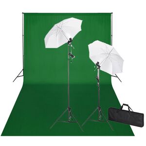 vidaXL st&uacute;di&oacute;felszerel&eacute;s 600 x 300 cm-es z&ouml;ld h&aacute;tt&eacute;rrel &eacute;s l&aacute;mp&aacute;kkal