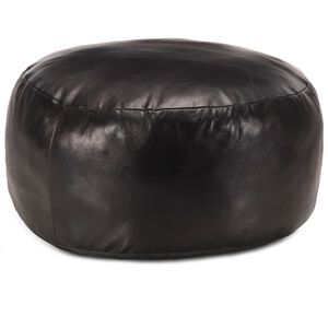 vidaXL fekete val&oacute;di kecskebőr puff 60 x 30 cm