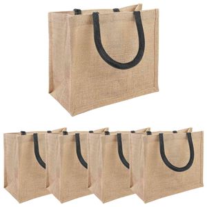 vidaXL Juta t&aacute;sk&aacute;k 5 Term&eacute;szetes &eacute;s Fekete 26 x 22 x 14 cm